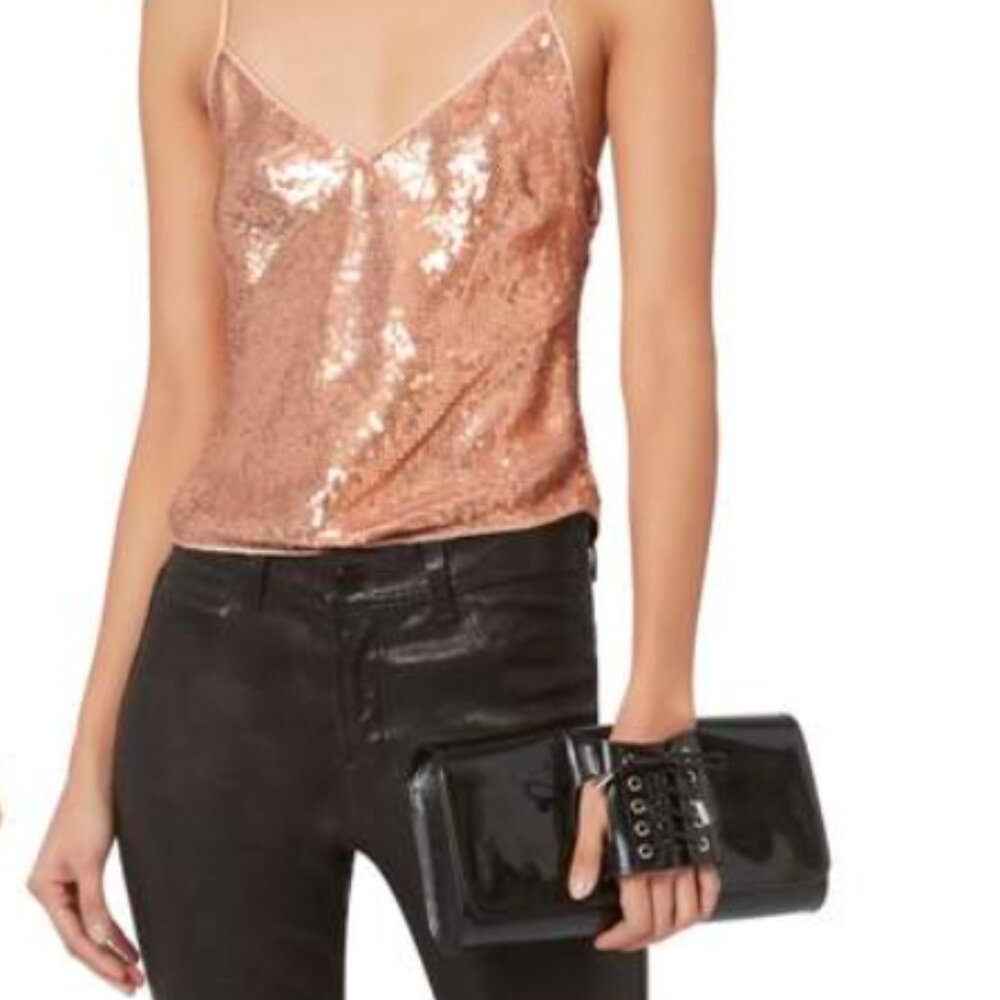Fleur du Mal Rose Gold Sequin Cami / Tank Top - XS